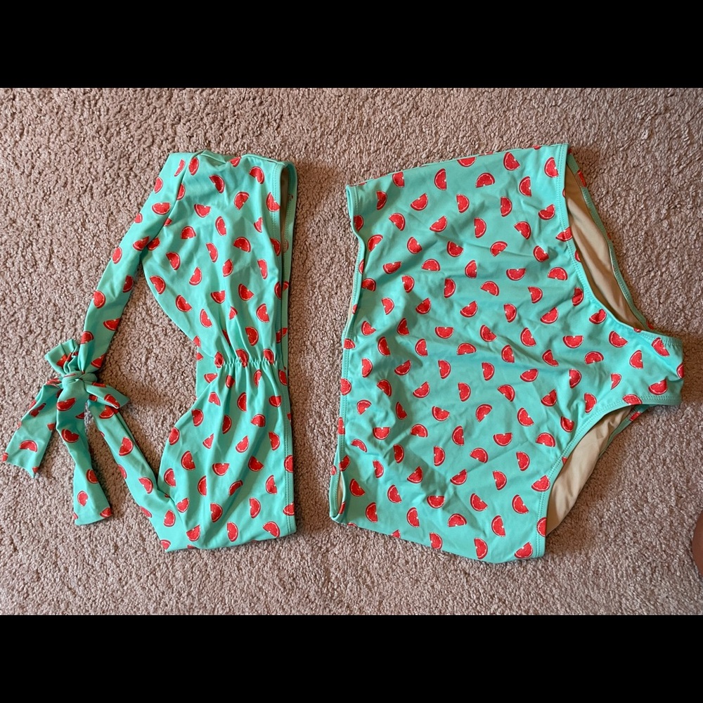 Red dolly swimwear high waisted halter top bikini xl- never worn- new WO tags